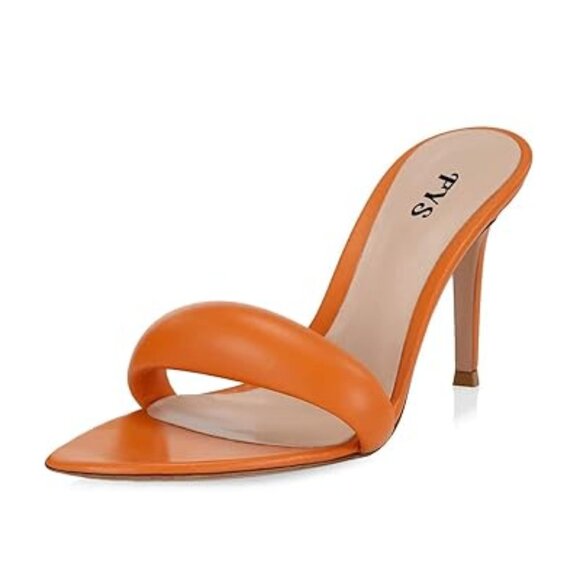 FYS Orange Pointed Open Toe Slip on Stiletto High Heel Slide Sandals Shoes - Picture 1 of 8